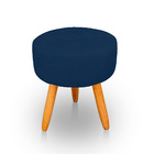 Puff Redondo Com Babado Para Sala E Quarto Veludo Azul - Jylc