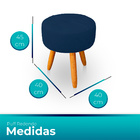 Puff Redondo Com Babado Para Sala E Quarto Veludo Azul - Jylc