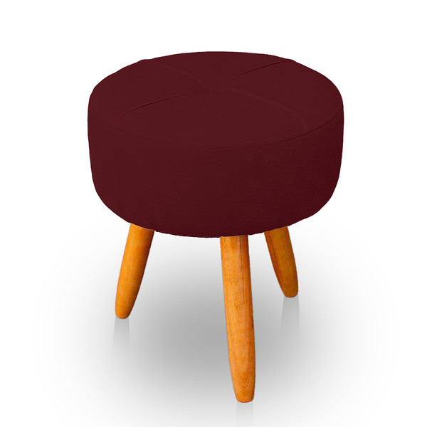 Puff Redondo Com Babado Para Sala E Quarto Veludo - Jylcrom -