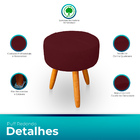 Puff Redondo Com Babado Para Sala E Quarto Veludo - Jylcrom -