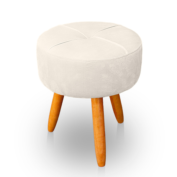 Puff Redondo Com Babado Para Sala E Quarto Veludo - Jylcrom -