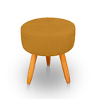 Puff Redondo Com Babado Para Sala E Quarto Veludo Mostarda -