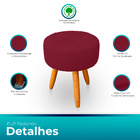 Puff Redondo Com Babado Para Sala E Quarto Veludo Vermelho -