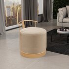 Puff Redondo Com Base Em Ferro Dourada E Estofado Áquila Res_