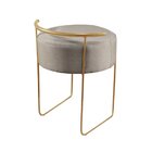 Puff Redondo Com Base Em Ferro Dourada E Estofado Ivar  Res_a