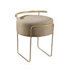 Puff Redondo Com Base Em Ferro Dourada E Estofado Ivar  Res_a