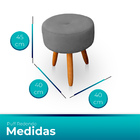 Puff Redondo Com Botonê Para Sala E Quarto Veludo Cinza - Jyl