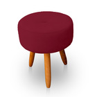 Puff Redondo Com Botonê Para Sala E Quarto Veludo Vermelho -