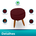 Puff Redondo Com Captonê Para Sala E Quarto Veludo Bordo - Jy