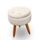 Puff Redondo Com Captonê Para Sala E Quarto Veludo - Jylcrom