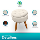 Puff Redondo Com Captonê Para Sala E Quarto Veludo - Jylcrom