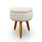 Puff Redondo Com Captonê Para Sala E Quarto Veludo - Jylcrom