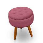 Puff Redondo Com Captonê Para Sala E Quarto Veludo Rose - Jyl