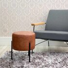 Puff Redondo Com Pernas Em Metal Round Espresso Móveis Conhaq