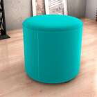 Puff Redondo Copenhage Veludo Verde Água