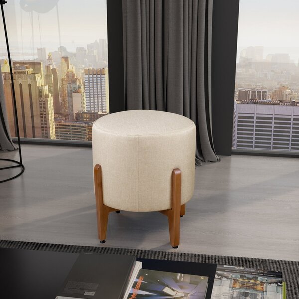 Puff Redondo De Madeira Eucalipto E Estofado Otávio Res_atr_l