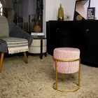 Puff Redondo Decoração De Natal Base De Ferro Dourado Veludo