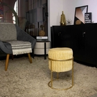 Puff Redondo Decoração De Natal Base De Ferro Veludo Dourado