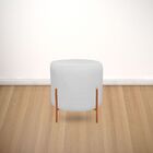 Puff Redondo Decorativo Capri Base Bronze Corino Branco