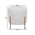 Puff Redondo Decorativo Capri Base Bronze Corino Branco