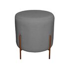 Puff Redondo Decorativo Capri Base Bronze Linho Cinza