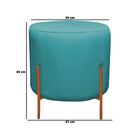 Puff Redondo Decorativo Capri Base Bronze Suede Azul