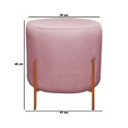 Puff Redondo Decorativo Capri Base Bronze Suede Rosa