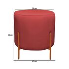 Puff Redondo Decorativo Capri Base Bronze Suede Vermelho