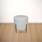 Puff Redondo Decorativo Capri Base Preto Corino Branco