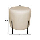 Puff Redondo Decorativo Capri Base Preto Linho Bege