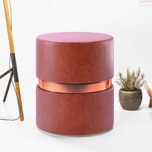 Puff Redondo Decorativo Com Cinta Oshawa Telha