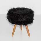 Puff Redondo Decorativo Com Pelo Jalapa Preto