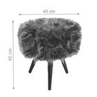 Puff Redondo Decorativo Com Pelo Jalapa Preto