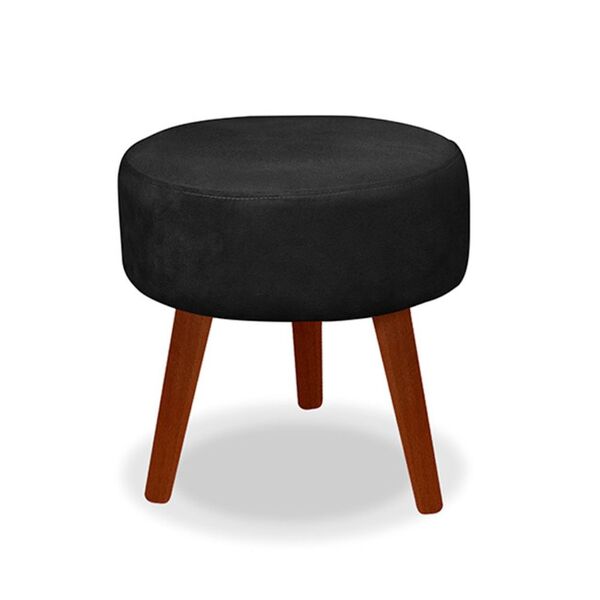 Puff Redondo Decorativo Dannny Preto Pés Palito