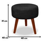 Puff Redondo Decorativo Dannny Preto Pés Palito