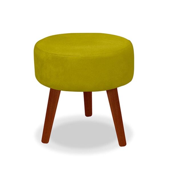 Puff Redondo Decorativo Danny Amarelo Pés Palito