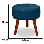 Puff Redondo Decorativo Danny Azul Marinho Pés Palito