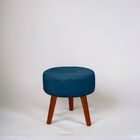 Puff Redondo Decorativo Danny Azul Marinho Pés Palito