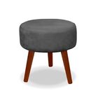 Puff Redondo Decorativo Danny Cinza Escuro Pés Palito