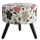 Puff Redondo Decorativo Flores Neutras Gigante Móveis