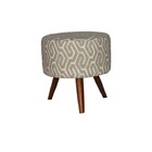 Puff Redondo Decorativo Helena - Cinza Geometrico