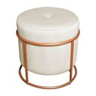 Puff Redondo Decorativo Royale Base De Bronze Corino Bege