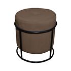 Puff Redondo Decorativo Royale Base Preto Corino Marrom