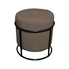 Puff Redondo Decorativo Royale Base Preto Suede Marrom