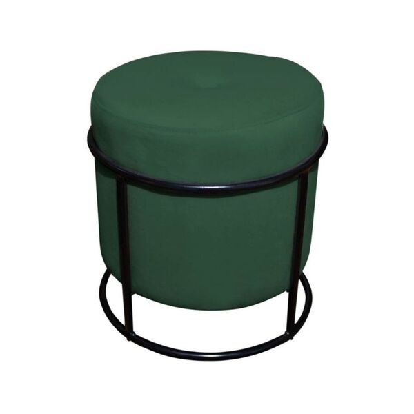 Puff Redondo Decorativo Royale Base Preto Suede Verde