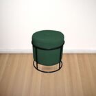 Puff Redondo Decorativo Royale Base Preto Suede Verde