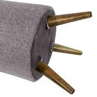 Puff Redondo Denver Ivory Cinza Com Pés Palito Inclinado