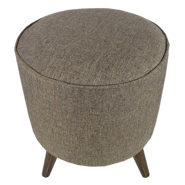 Puff Redondo Denver Ivory Marrom Com Pés Palito Inclinado