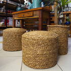 Puff Redondo Em Fibra Natural Palha