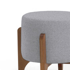 Puff Redondo Escandinavo De Madeira Linho - Cinza